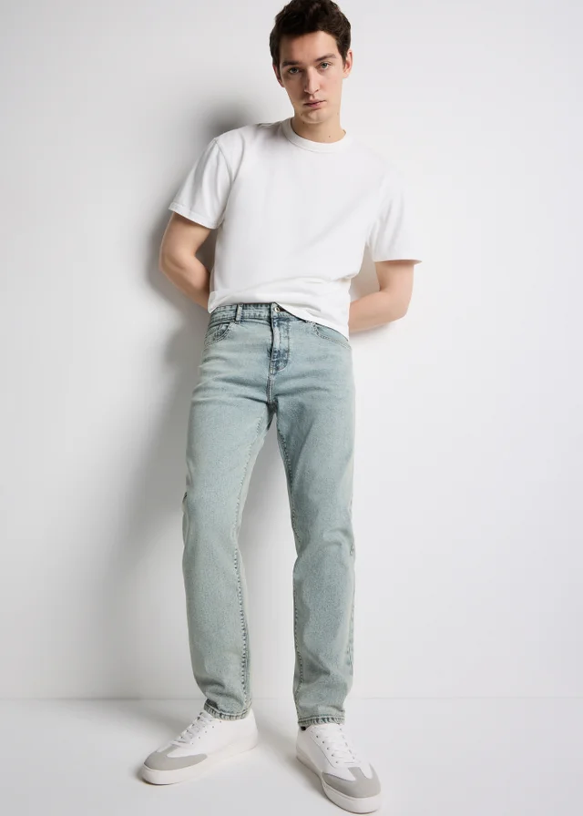 Blue Grey Tapered Fit Jeans