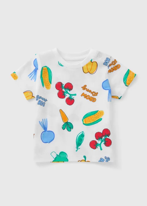 Baby Cream Veg Print T-Shirt (Newborn-23mths) - Up to 1 Month Image 1