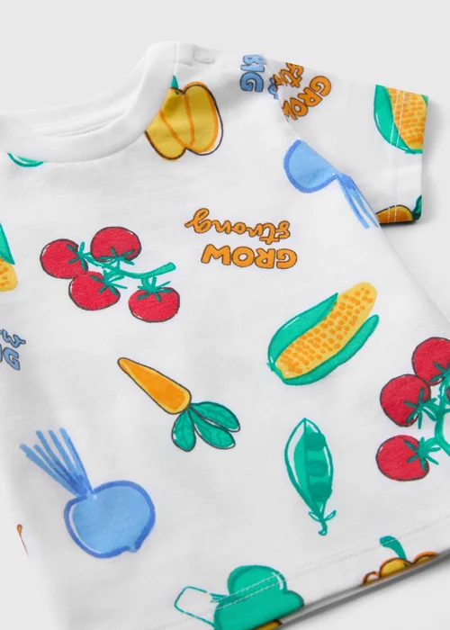 Baby Cream Veg Print T-Shirt (Newborn-23mths) - Up to 1 Month Image 2