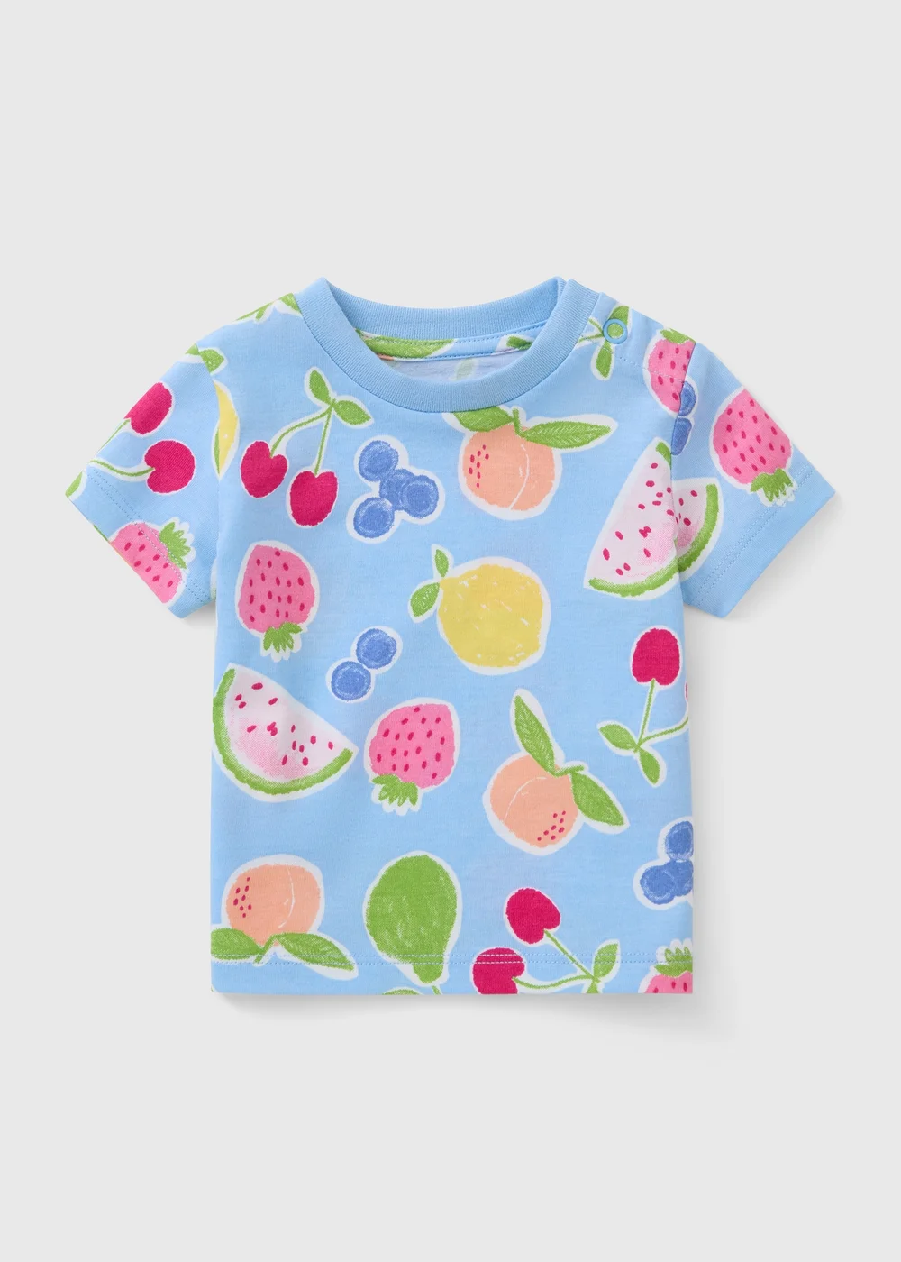 Baby Blue Fruit Print T-Shirt (0-23mths) - 0-3 months Image 1