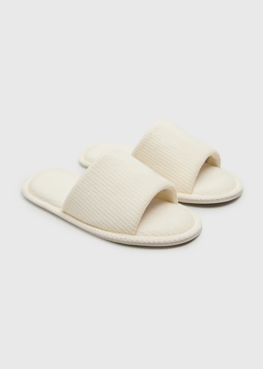 Cream Waffle Slider Slippers - Medium Image 1