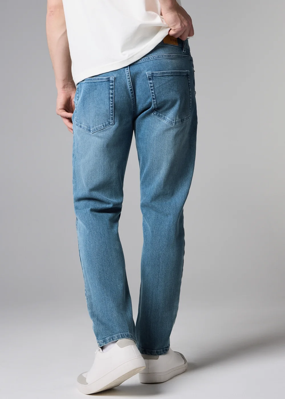 Mid Wash 4 Way Stretch Slim Fit Jeans - 38 L Image 4