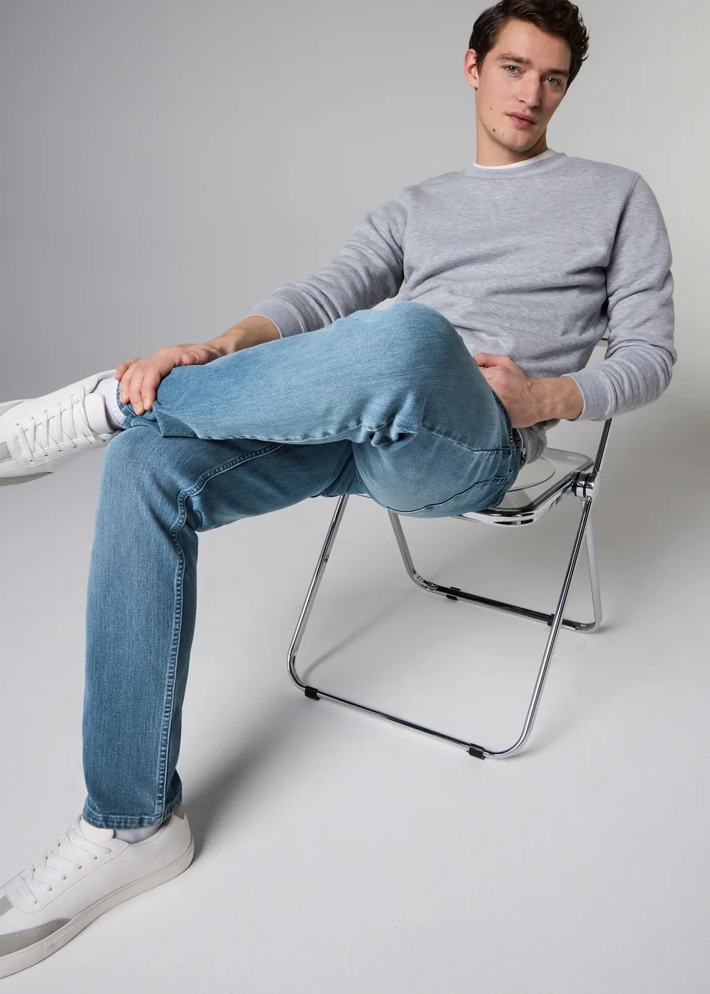 Mid Wash 4 Way Stretch Slim Fit Jeans - 38 L Image 2