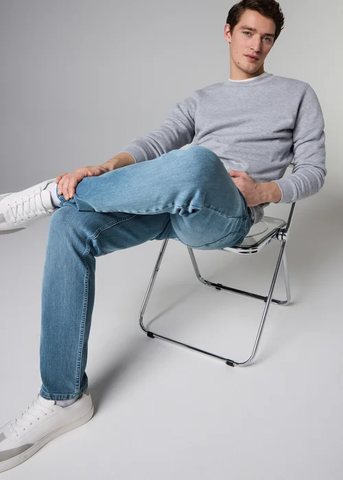 Mid Wash 4 Way Stretch Slim Fit Jeans - 38 L Image 2