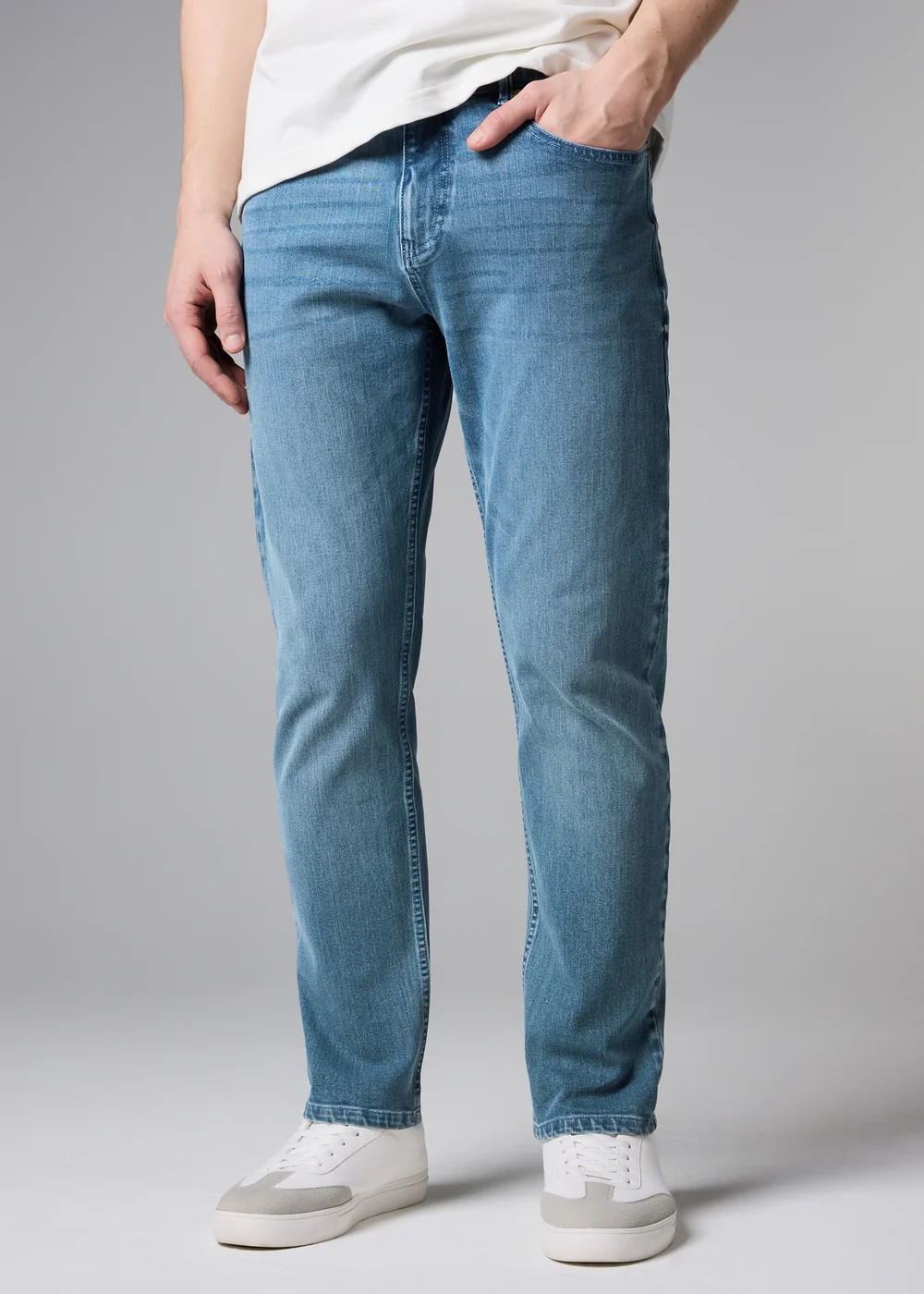 Mid Wash 4 Way Stretch Slim Fit Jeans - 38 L Image 3