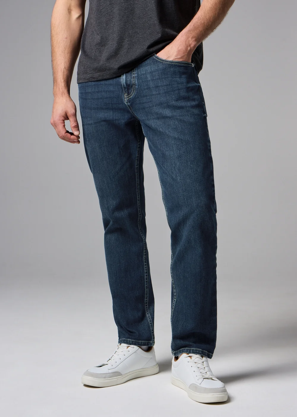 Dark Wash 4 Way Stretch Slim Fit Jeans - 40 R Image 3