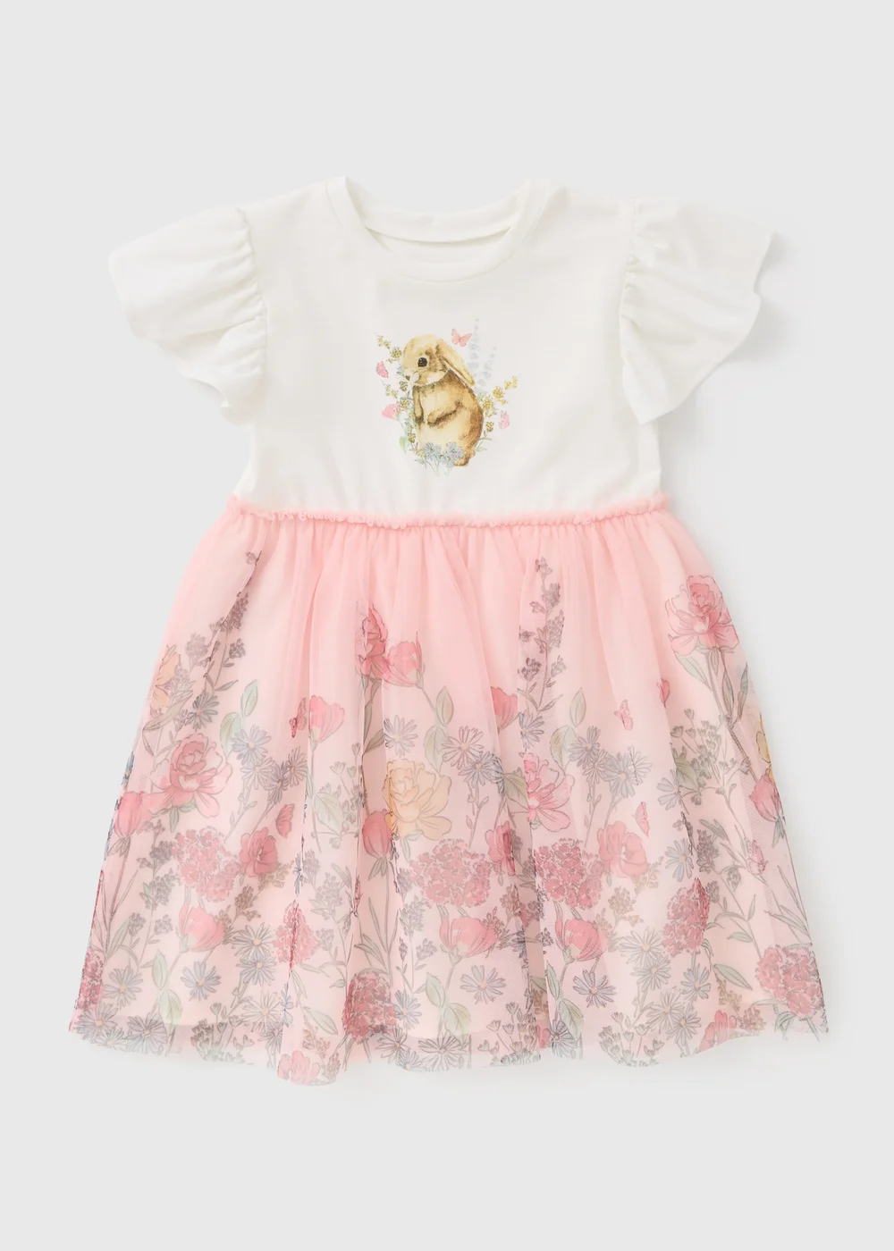 Girls Pink Bunny Mesh Dress (1-7yrs) - 1-1.5 Yrs Girls Pink Bunny Mesh Dress (1-7yrs) - 1-1.5 Yrs