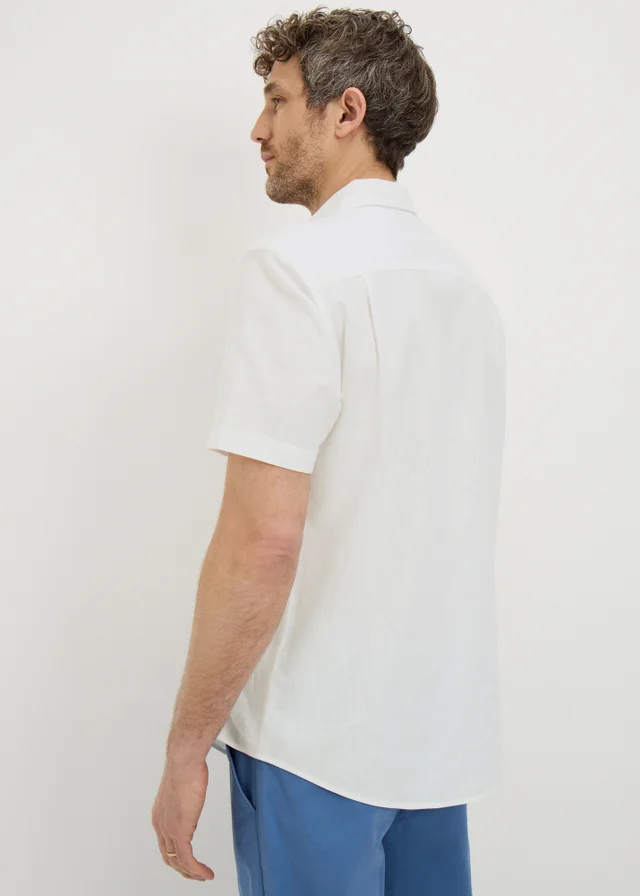 Lincoln White Linen Blend Short Sleeve Shirt
