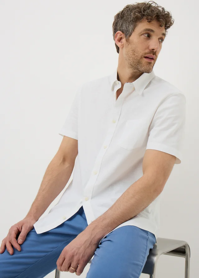 Lincoln White Linen Blend Short Sleeve Shirt