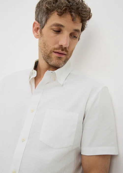 Lincoln White Linen Blend Short Sleeve Shirt - 2XL Image 3