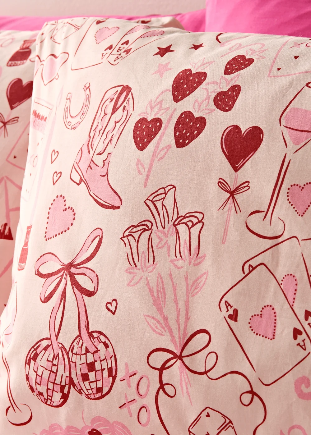 Pink Vintage Print Duvet Set - Single Image 2