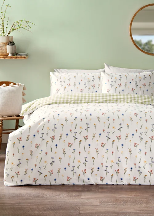 White Floral Meadow Duvet Set - Single Image 1