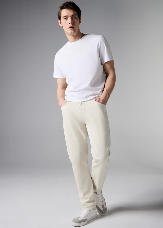 Ecru Tapered Jeans