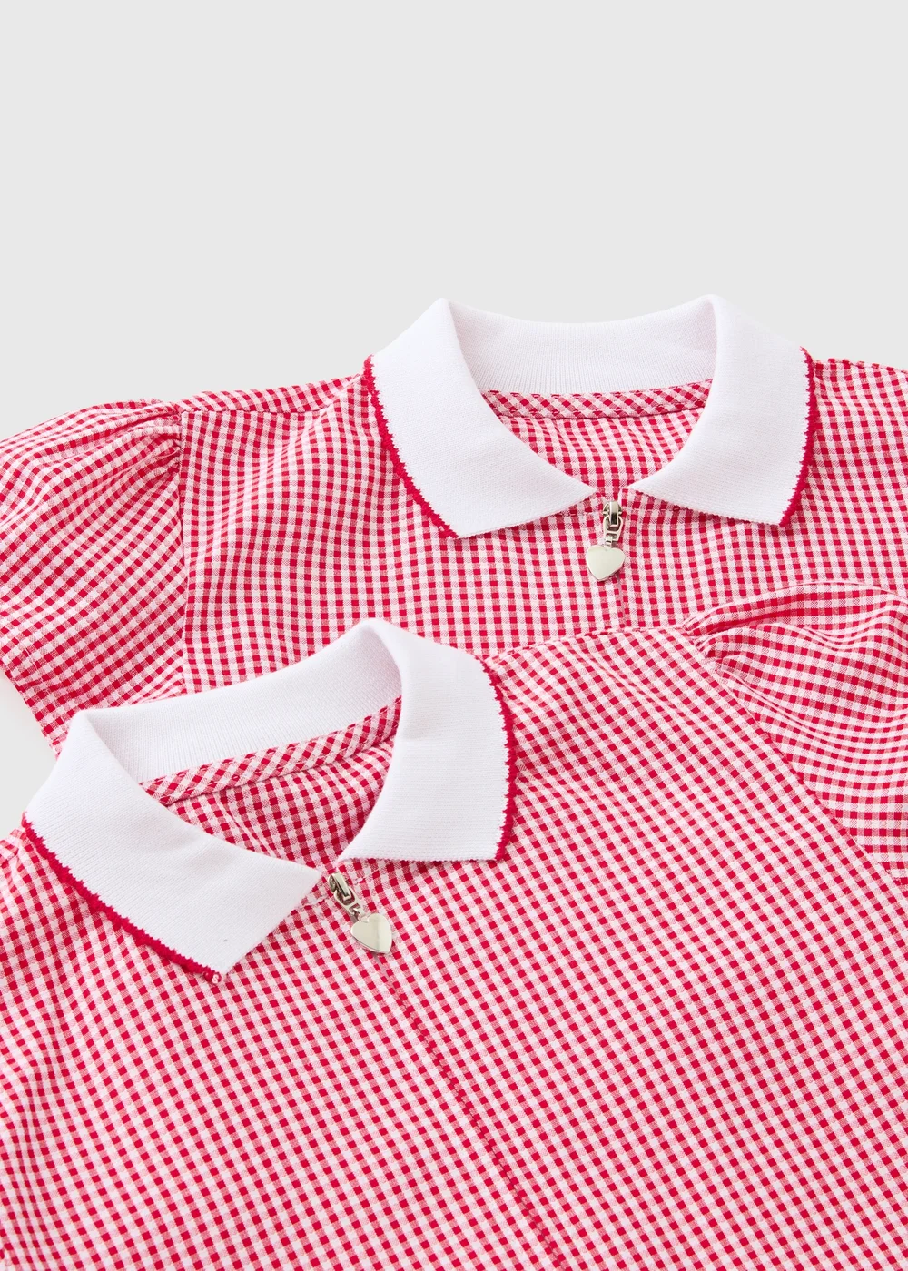 2 Pack Girls Red Gingham Knit Collar Plus Fit School Dresses (4-13yrs) - 11 Yrs Image 2