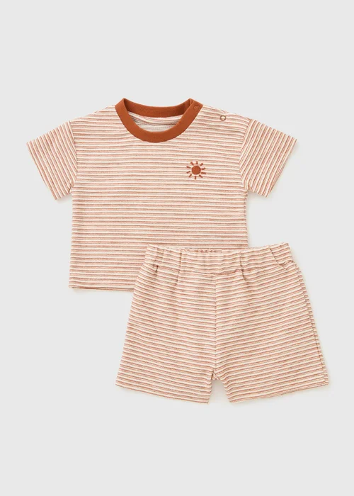 Baby Orange Stripe Sun Top & Shorts Set (Newborn-23mths) - Up to 1 Month Image 1