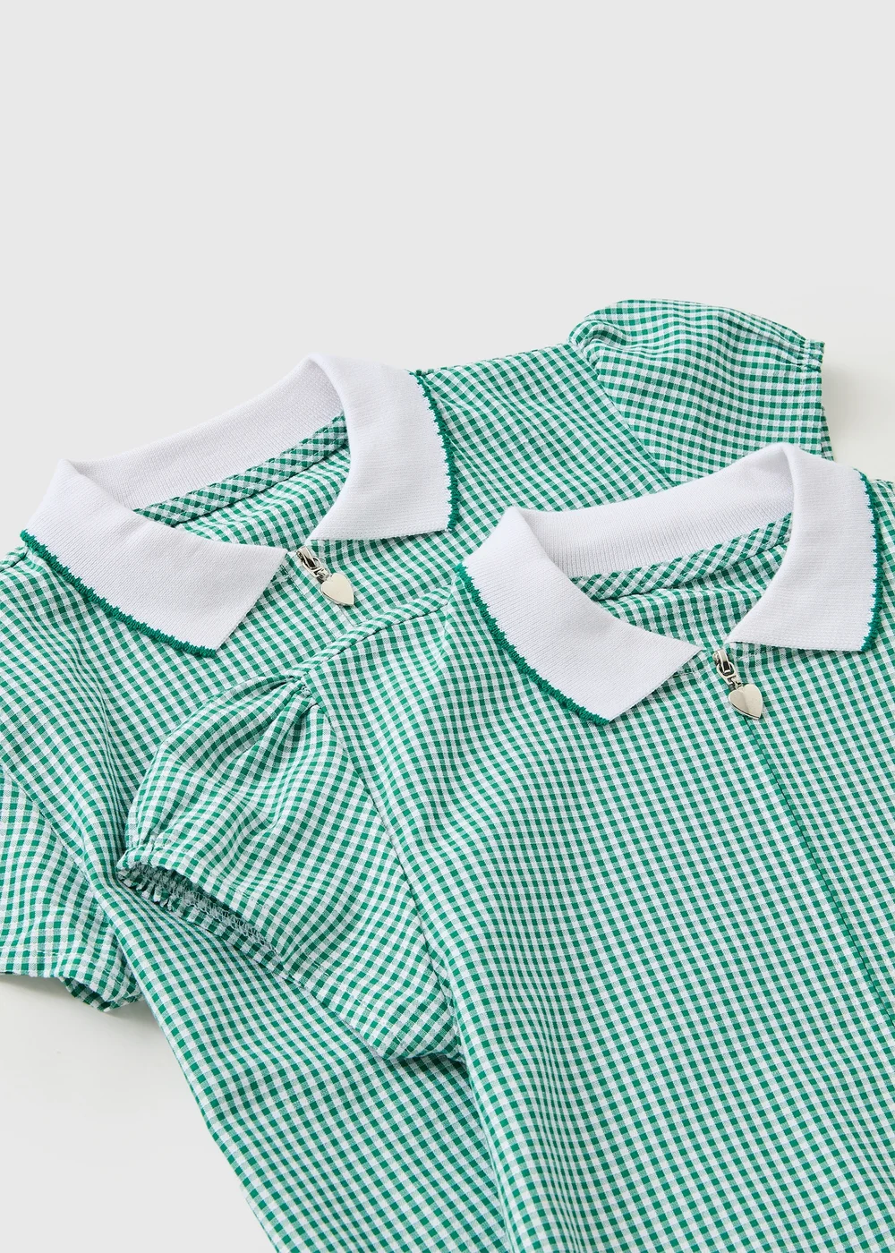2 Pack Girls Green Gingham Knit Collar Plus Fit School Dresses (4-13yrs) - 3 Yrs Image 2