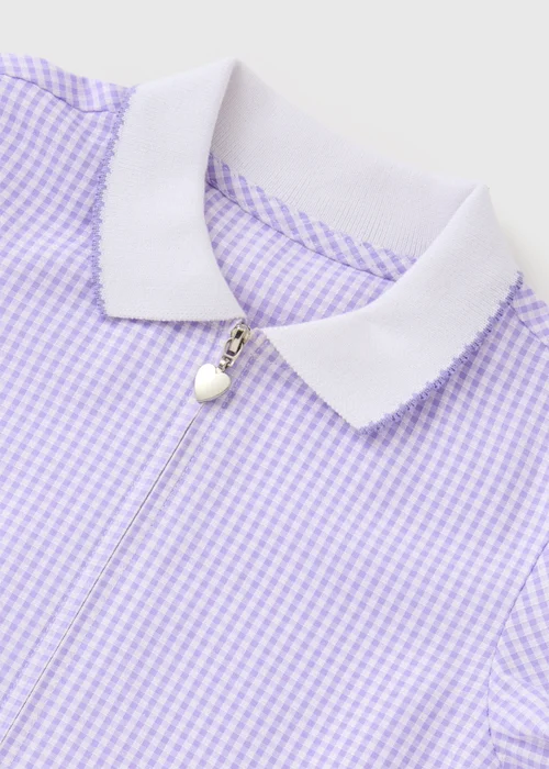 2 Pack Girls Lilac Gingham Knit Collar School Dresses (3-13 Years) - 6 Yrs Image 2