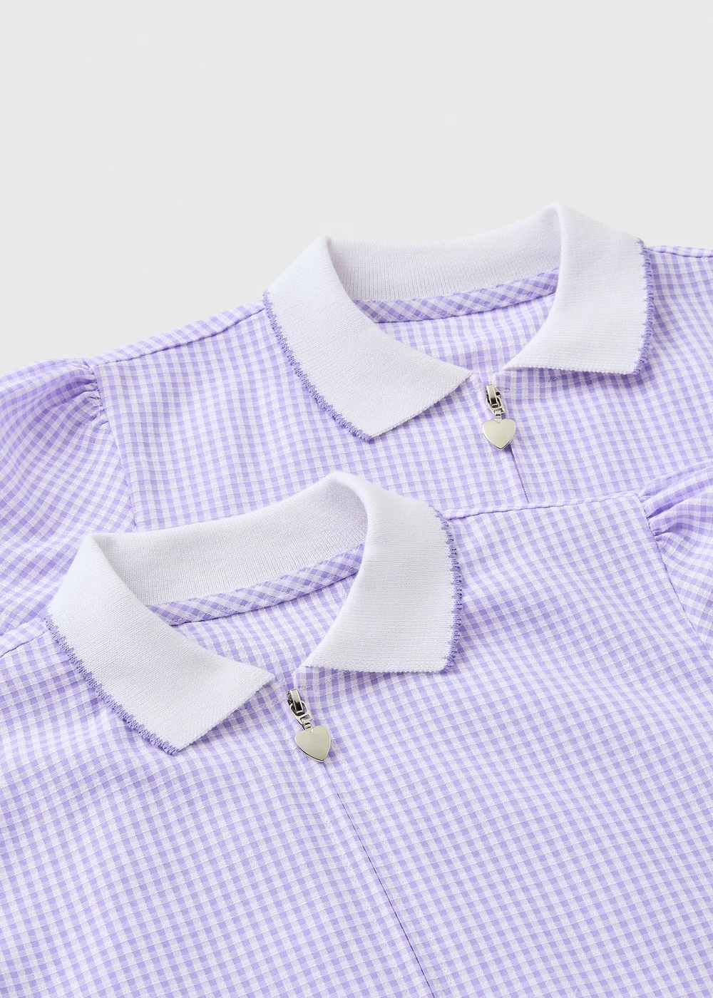 2 Pack Girls Lilac Gingham Knit Collar Plus Fit School Dresses (4-13yrs) - 4 Yrs Image 2