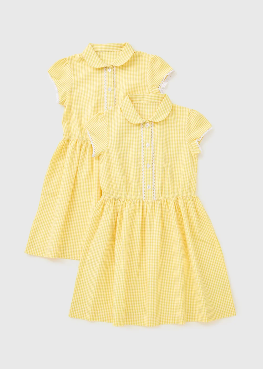 2 Pack Girls Yellow Traditional Gingham School Dresses (3-13 Years) - 3 Yrs Image 1