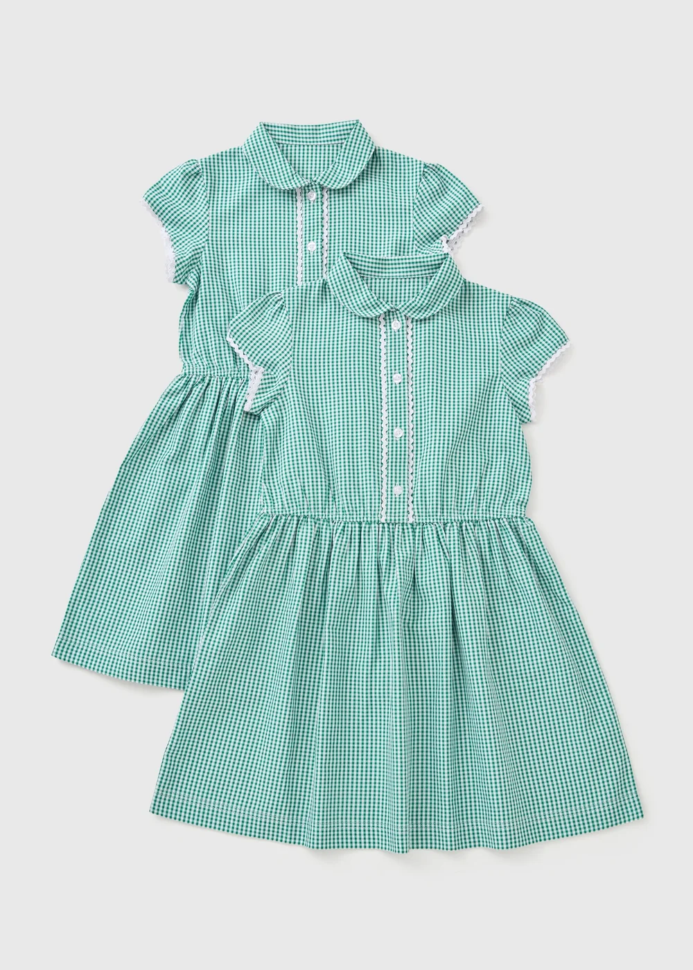 2 Pack Girls Green Traditional Gingham School Dresses (3-13yrs) - 3 Yrs Image 1