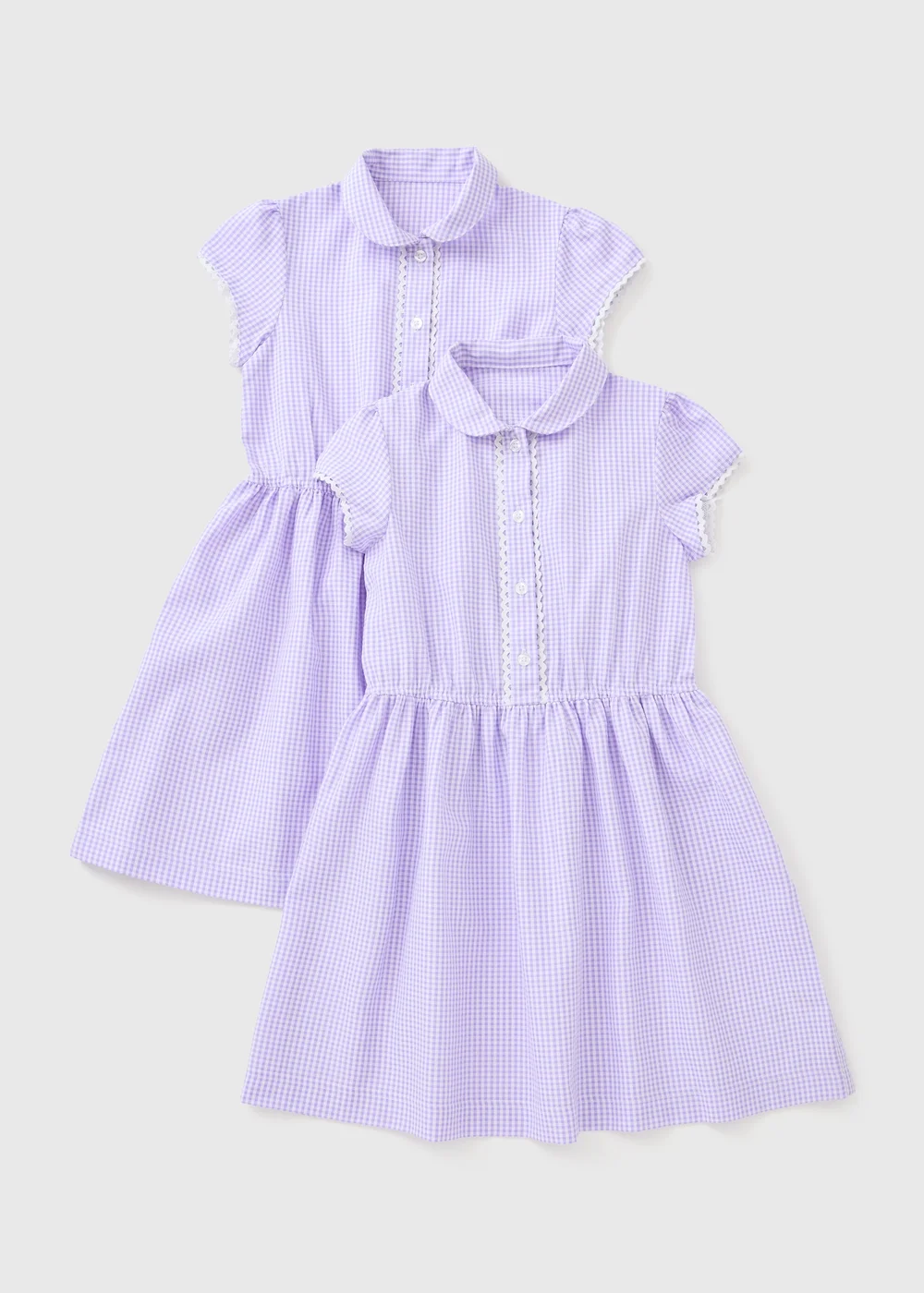 2 Pack Girls Lilac Traditional Gingham School Dresses (3–13yrs) - 3 Yrs Image 1