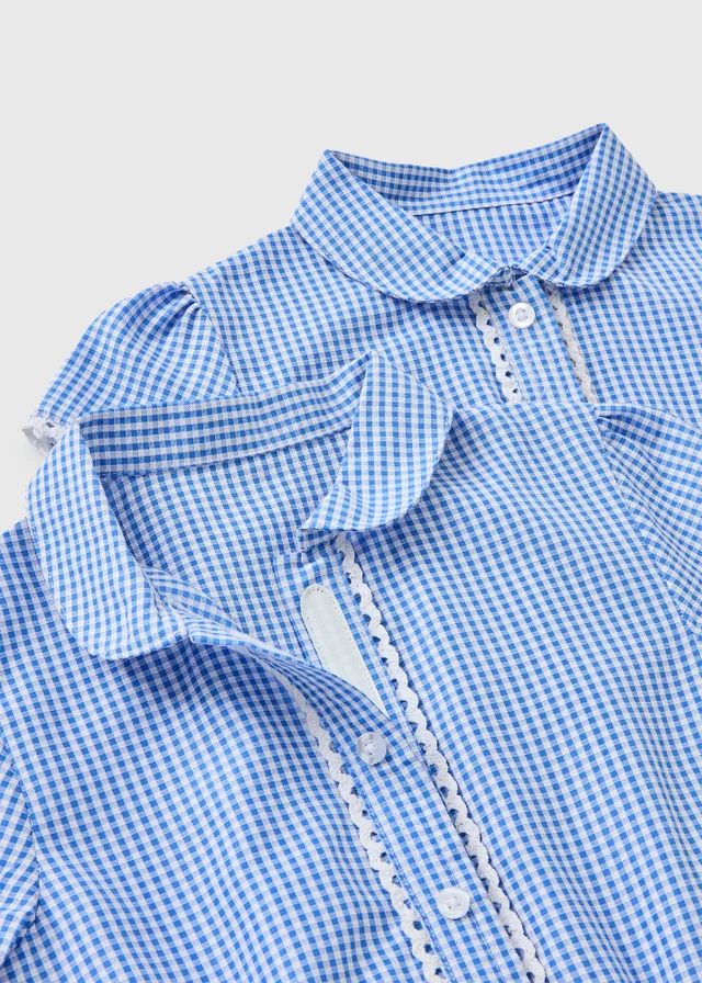 2 Pack Girls Blue Easy Dressing Gingham Dress (3-13 Years)