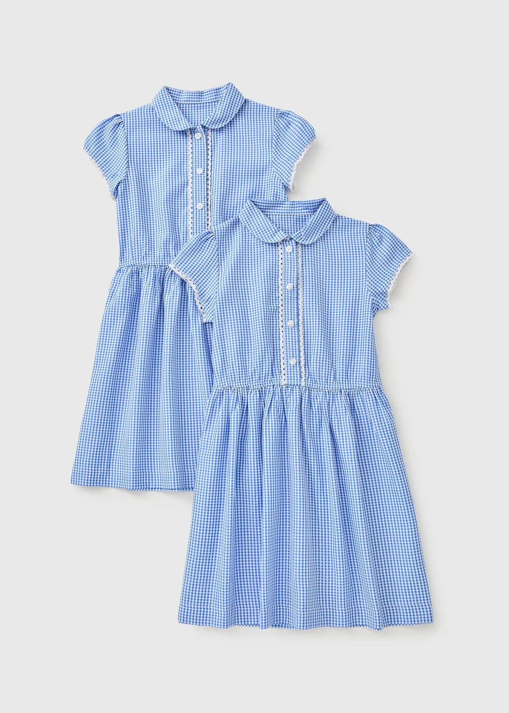 2 Pack Girls Blue Easy Dressing Gingham Dress (3-13 Years) - 3 Yrs Image 1
