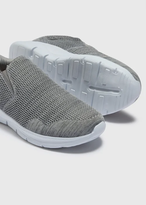 Grey Mesh Comfort Hands Free Slip On Trainers - 7 Image 2