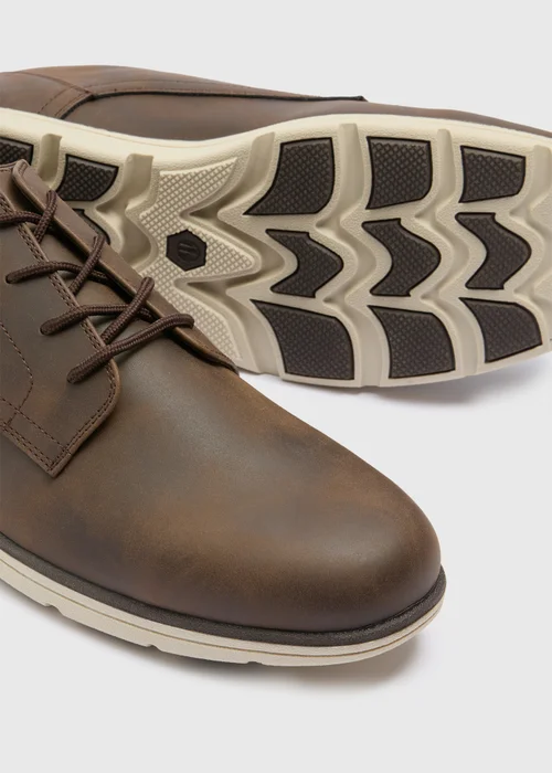 Brown Faux Leather Derby Shoe - Size 6 Image 2