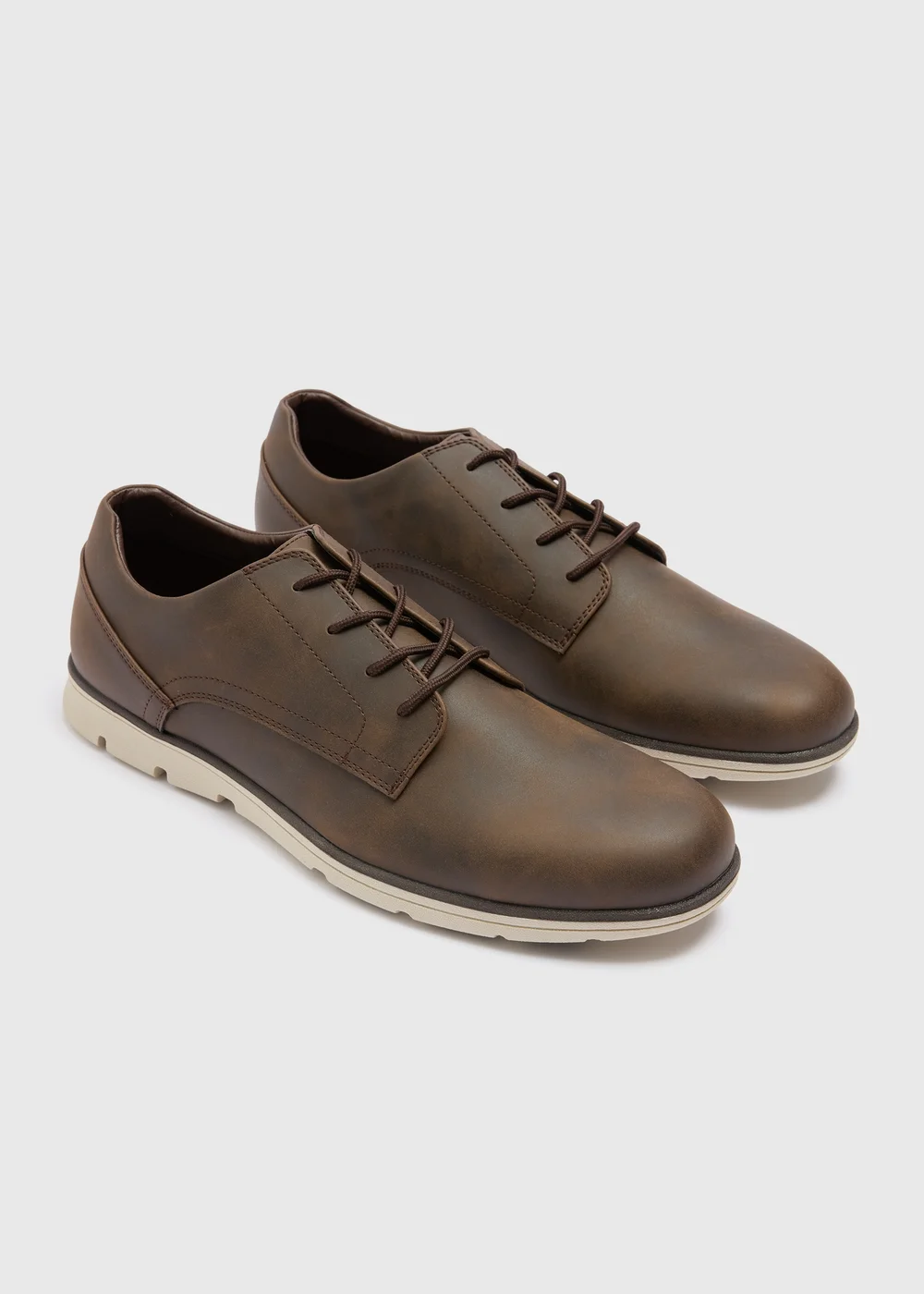 Brown Faux Leather Derby Shoe - Size 6 Image 1