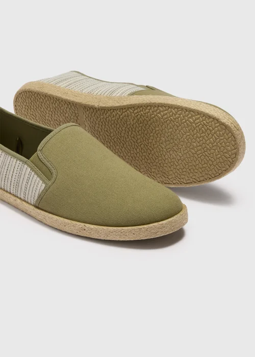 Khaki Stripe Textured Espadrilles - Size 6 Image 2