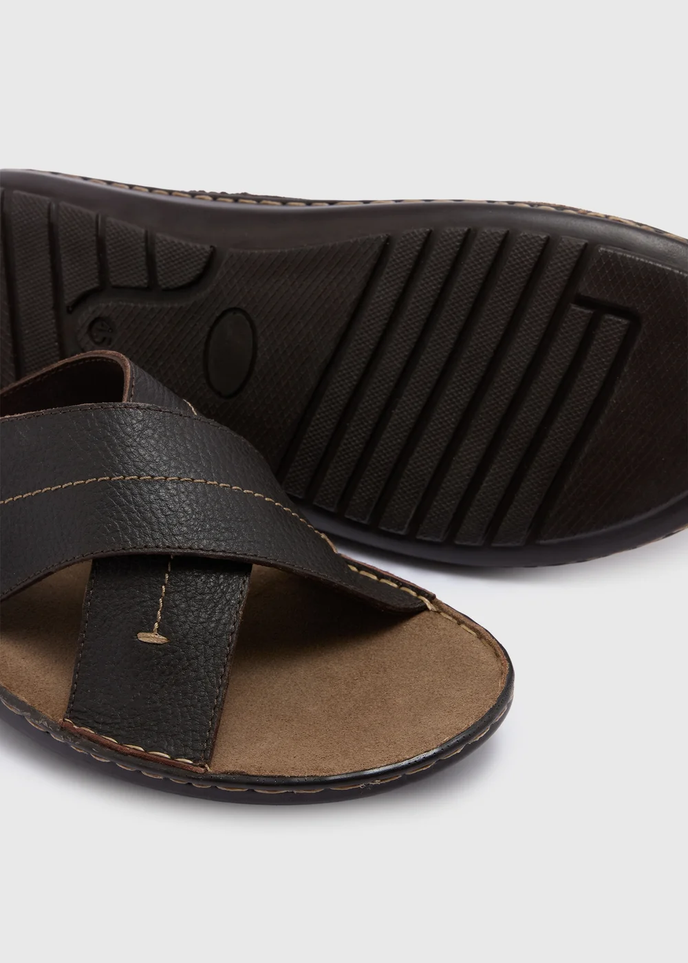 Soleflex Brown Real Leather Cross Strap Sandals - 6 Image 2