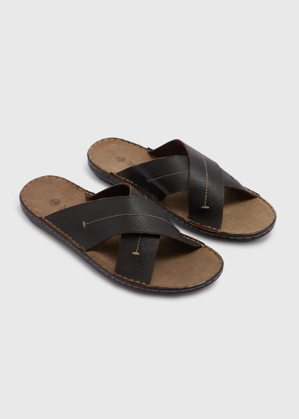 Soleflex Brown Real Leather Cross Strap Sandals - 6 Image 1