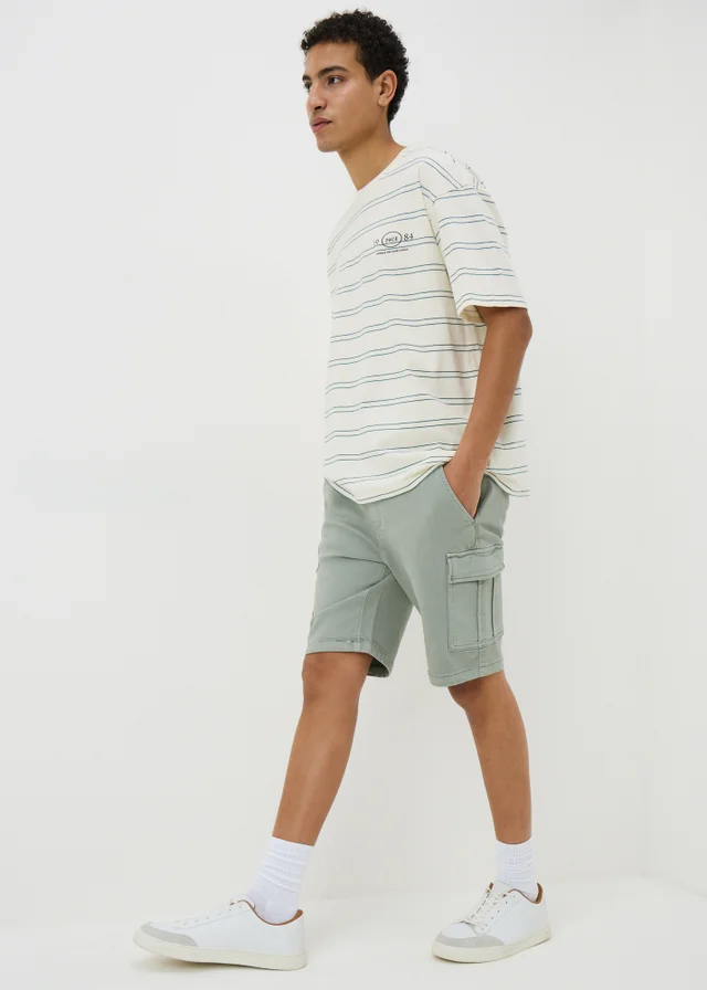 Sage Green Knitted Cargo Shorts