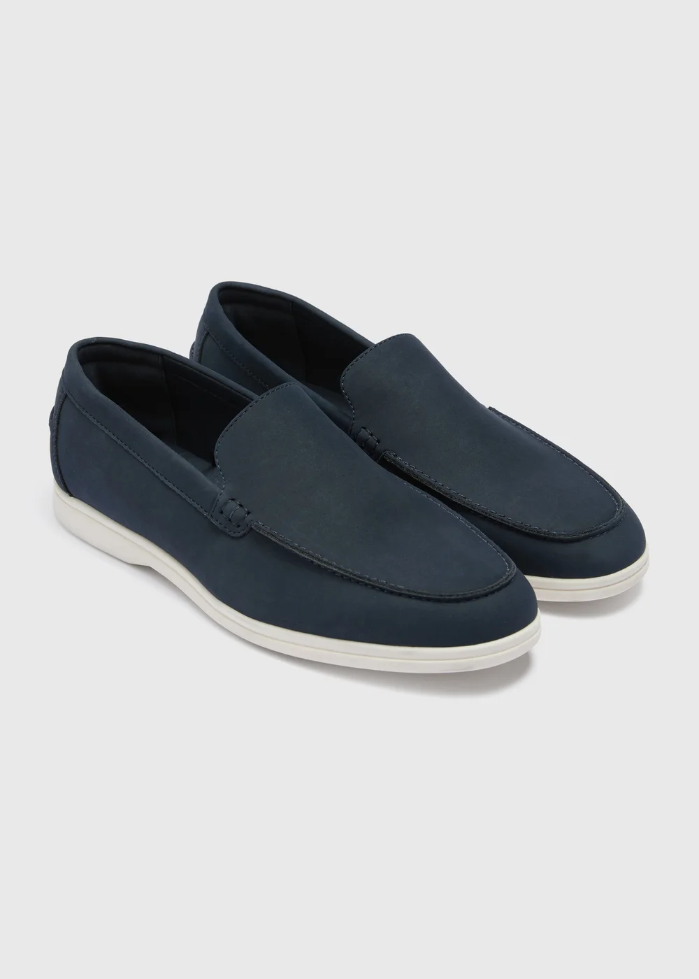Navy Faux Suede Loafers - 6 Image 1