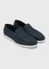 Navy Faux Suede Loafers - 6 Image 1