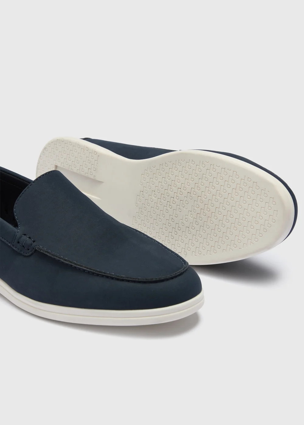 Navy Faux Suede Loafers - 6 Image 2