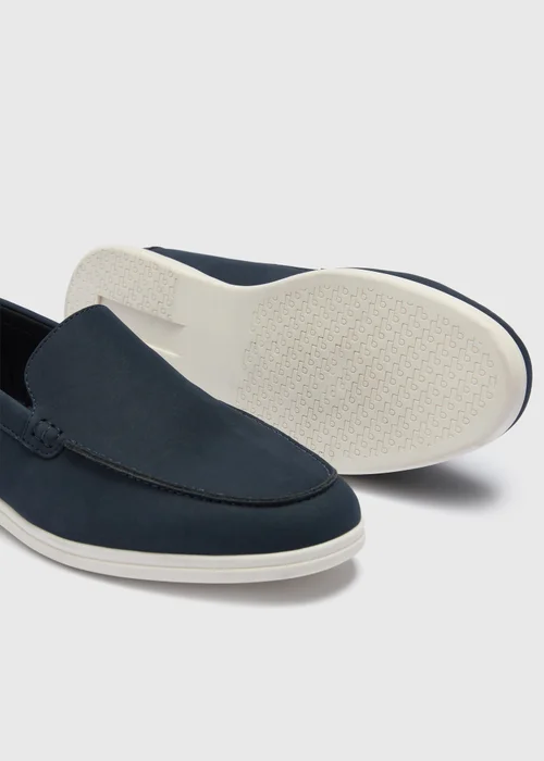 Navy Faux Suede Loafers - 6 Image 2