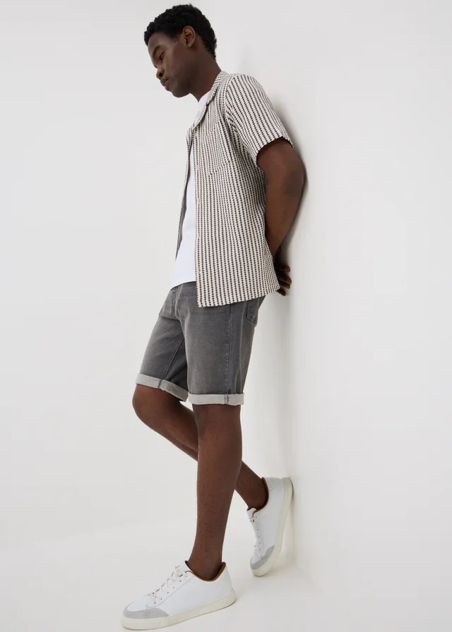 Grey Slim Fit Denim Shorts