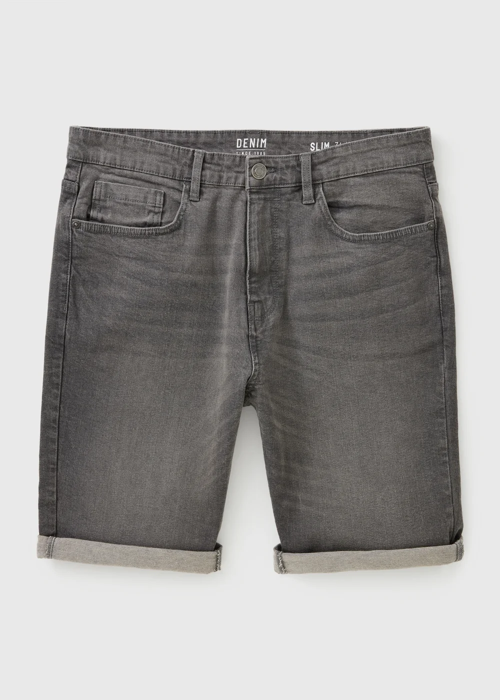 Grey Slim Fit Denim Shorts - 38 Image 4