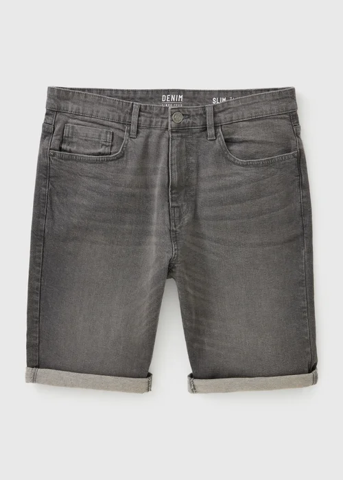 Grey Slim Fit Denim Shorts - 38 Image 4