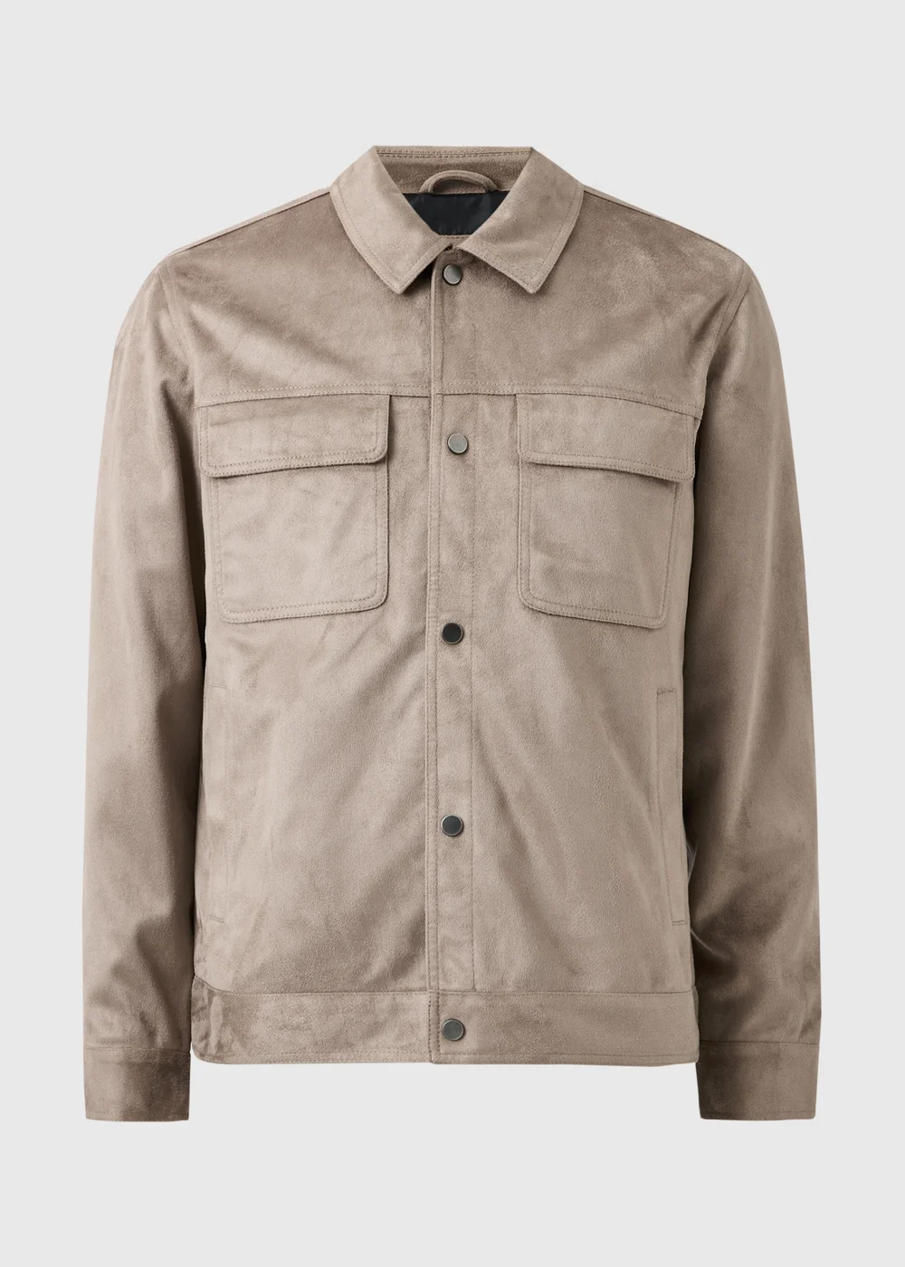Mushroom Faux Suede Trucker Jacket - S Image 4