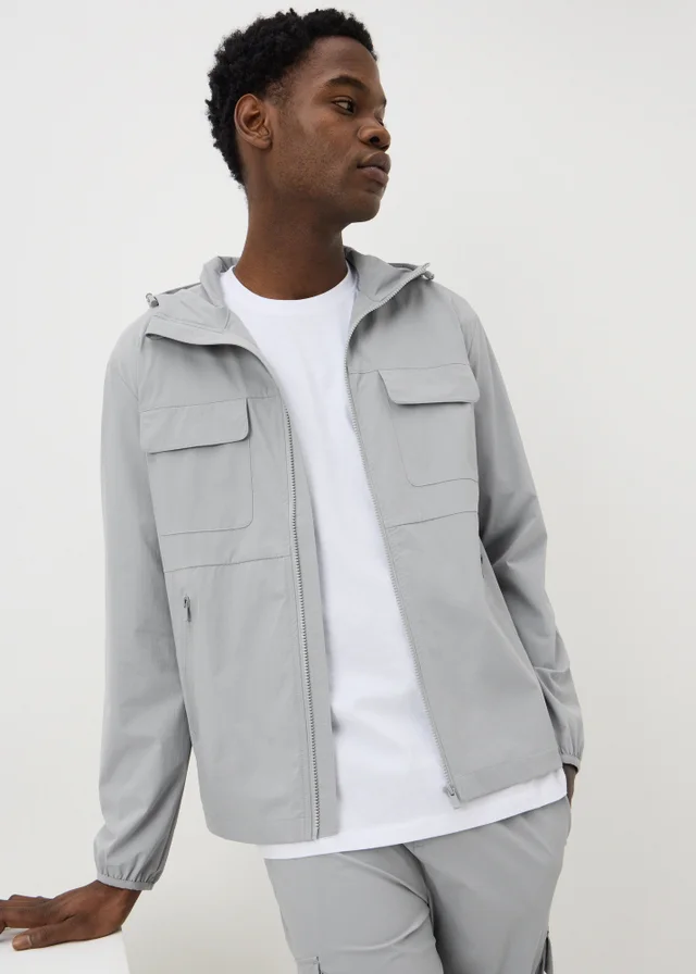 Grey Hooded Co Ord Windbreaker
