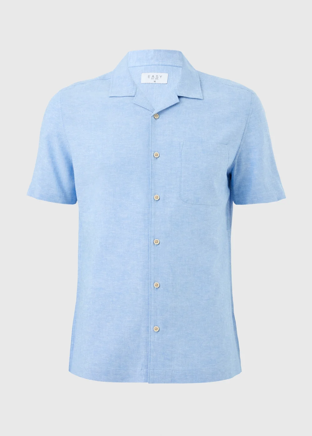 Blue Linen Blend Revere Short Sleeve Shirt - S Image 4