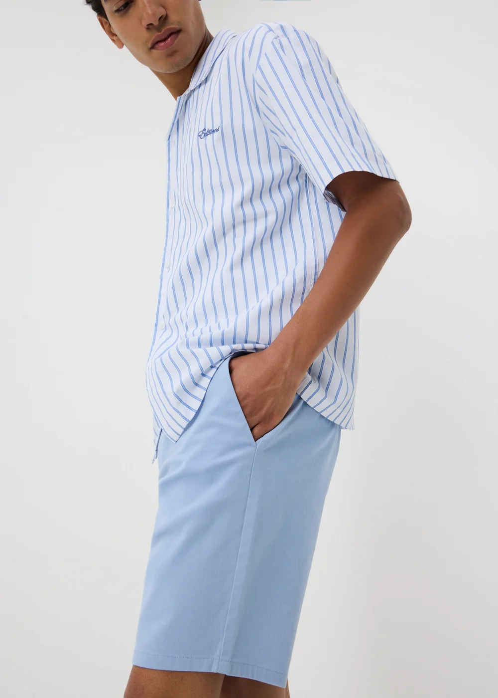 Light Blue Regular Fit Chino Shorts - 40 Image 3