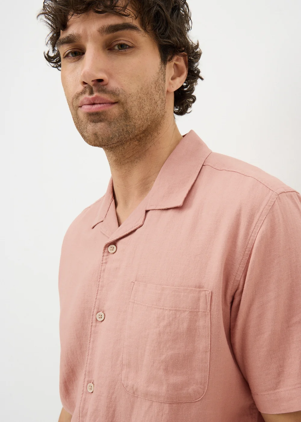 Pink Linen Rich Short Sleeve Shirt - S Image 2
