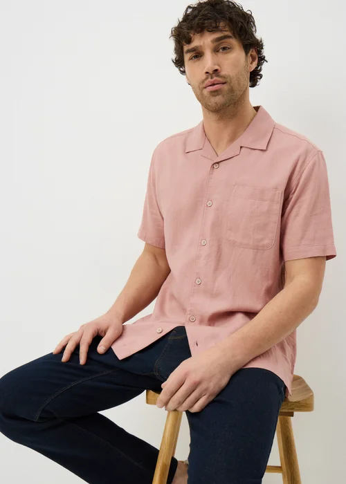 Pink Linen Rich Short Sleeve Shirt - S Image 1