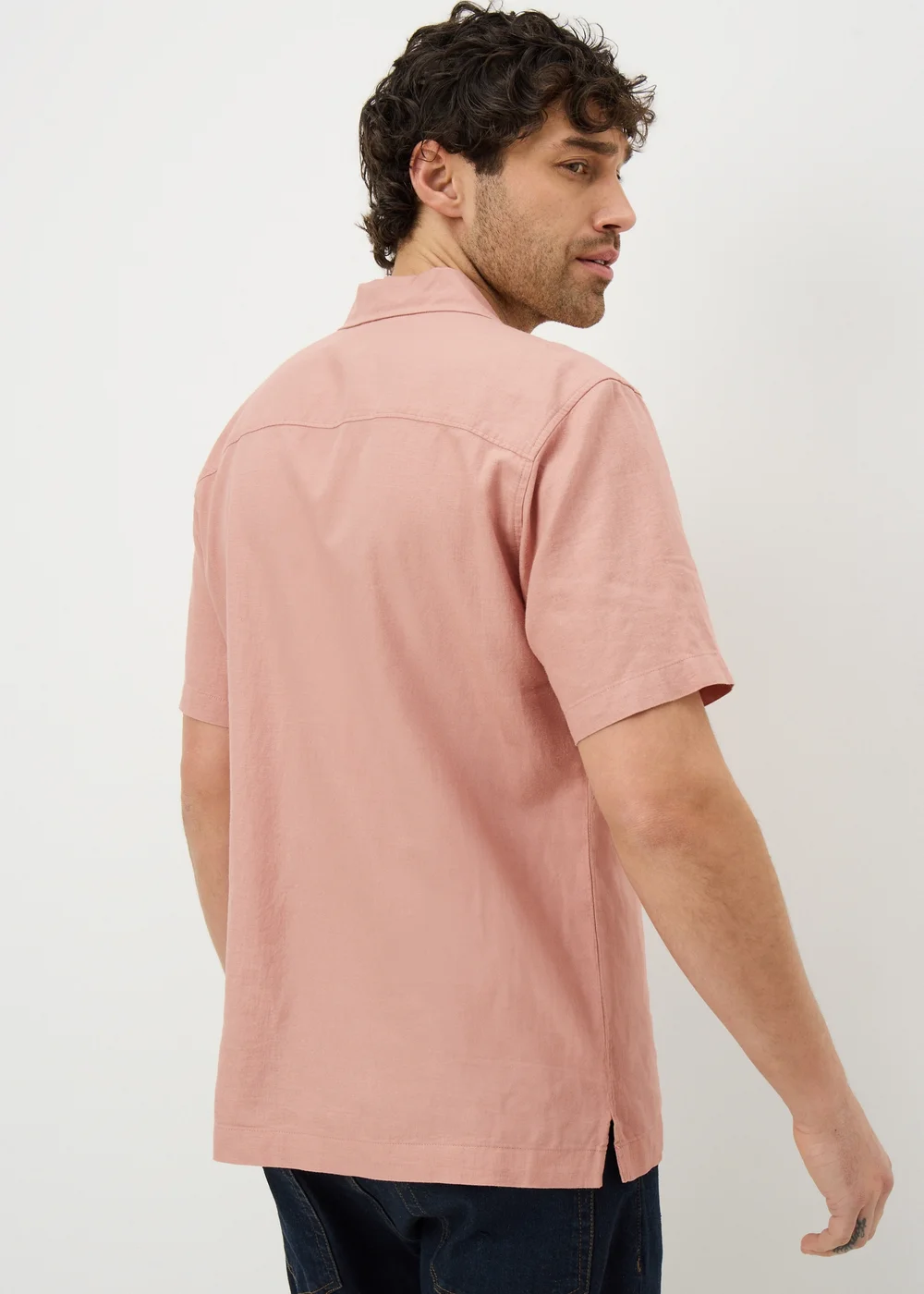Pink Linen Rich Short Sleeve Shirt - S Image 3