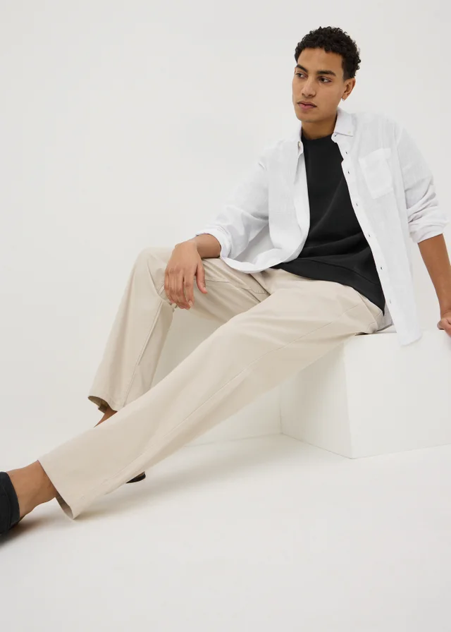 White Linen Blend Shirt