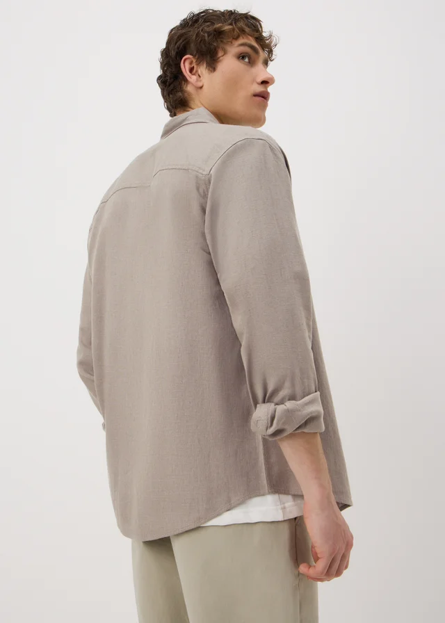 Stone Linen Blend Shirt